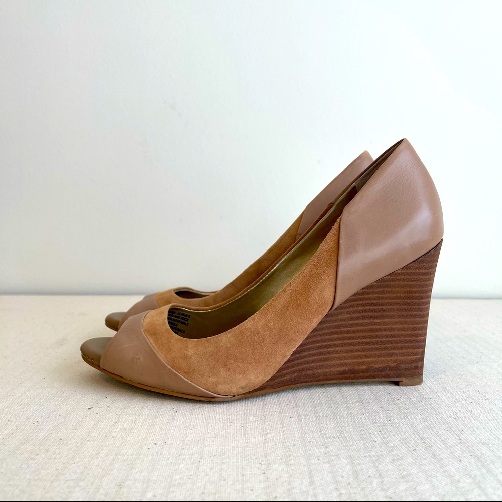 Banana Republic Suede Peep-Toe Wedges